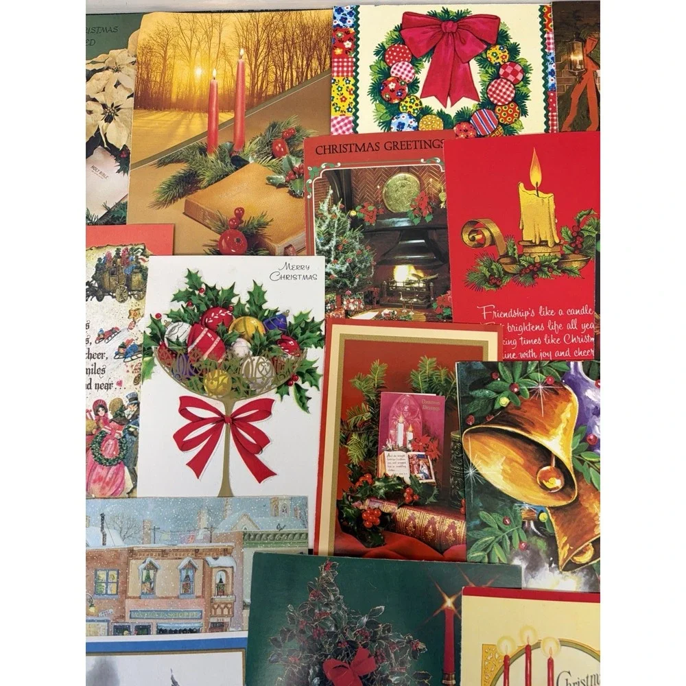 Vintage Christmas Cards Fronts ONLY Traditional Scrapbooking Decoupage Lot 50+